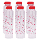 oliveware Elegant Range Premium PET Water Bottle With Better Grip, BPA Free & 100% Leak Proof, 1 Litre Bottle, For Home & Office Use, Pack of 6 - Red
