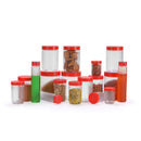 oliveware Honeycomb Range Kitchen Container, Air Tight Storage with Fridge Bottles, BPA Free, Set of 18 (15 Boxes + 3 Water Bottles) - Red