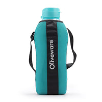 SOPL-OLIVEWARE Jumbo Water Bottle With Washable Carry Sleeve, Shoulder Strap, 2 Litre Bottle, BPA Free & Leak Proof, Fits in Fridge, Pack of 1 - Blue