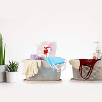 SOPL- Oliveware (logo) with Device Bingo Basket Stackable Storage Organiser With Lids For Clothes & Toys, BPA Free Plastic, Set of 2 Big - 5.2L Each(Grey)