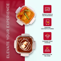 SOPL-OLIVEWARE Deluxe Glassware Lunchbox, Borosilicate Glass, Microwave & Freezer Safe, 2 containers with BPA Free Airtight Lids (320ml) - Red