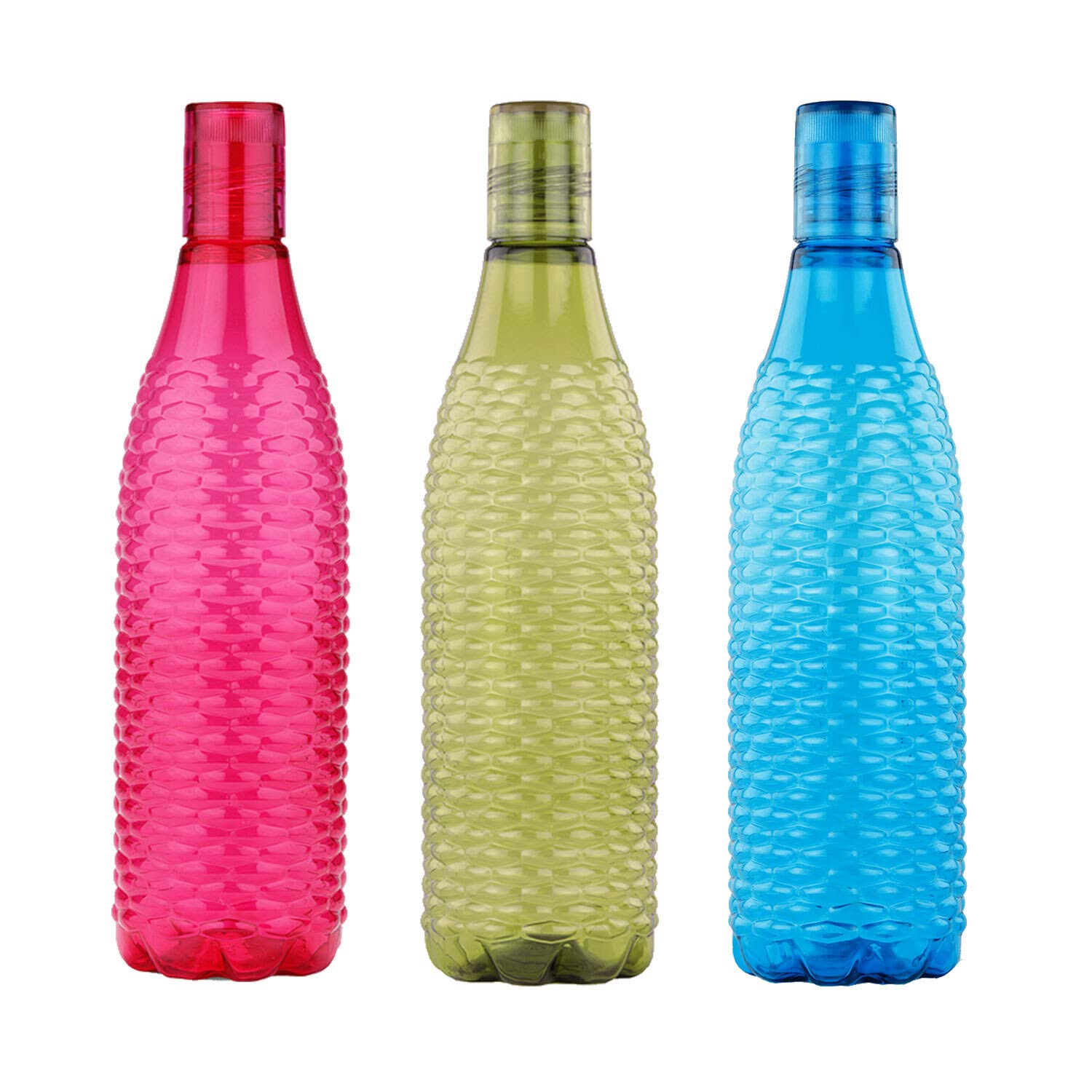 oliveware Premium Mosaic Range Plastic Water Bottle, 1L, Set of 3, Multicolour