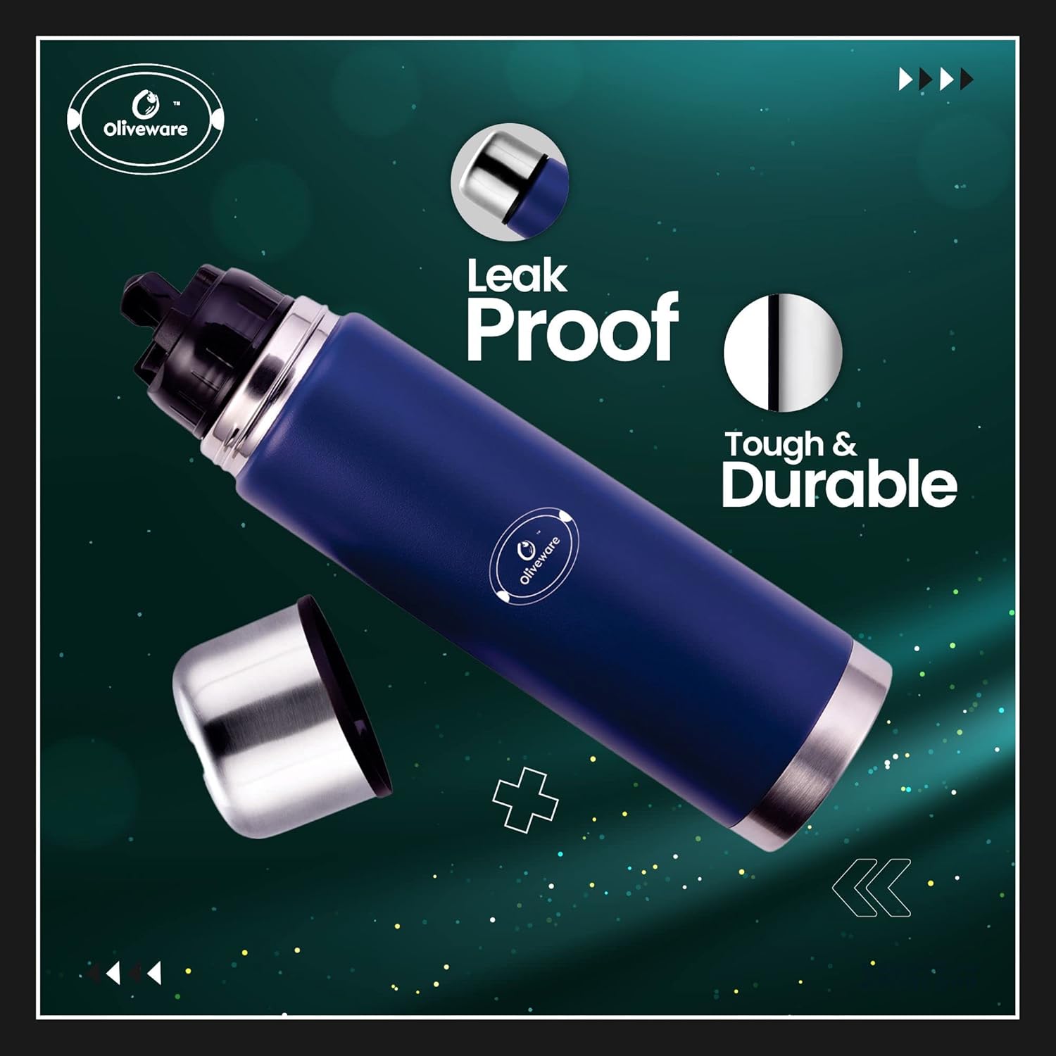 SOPL-OLIVEWARE Skyper Vacuum Bottle (500ml), Stainless Steel, Hot & Cold, Insulated Bottle, Fit for Indoor & Outdoors (Blue)