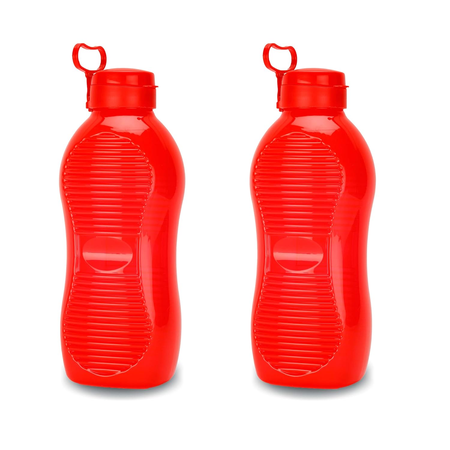 oliveware King Plastic Water Bottle, 2L, Set of 2, Red