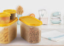 Oliveware Modular Storage Containers, BPA Free, For Pulses, Rice, Dal, Atta & Flour, Set of 4 (2x1800ml, 2x180ml) - Yellow