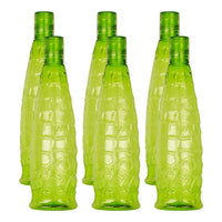Oliveware Stunning Range Premium PET Water Bottle With Better Grip, BPA Free & 100% Leak Proof, 1 Litre Bottle, For Home & Office Use, Pack of 6 - Green