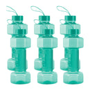 oliveware Plastic Dumbbell Water Bottle With Carry Strap, 750ml, Set of 6, Green