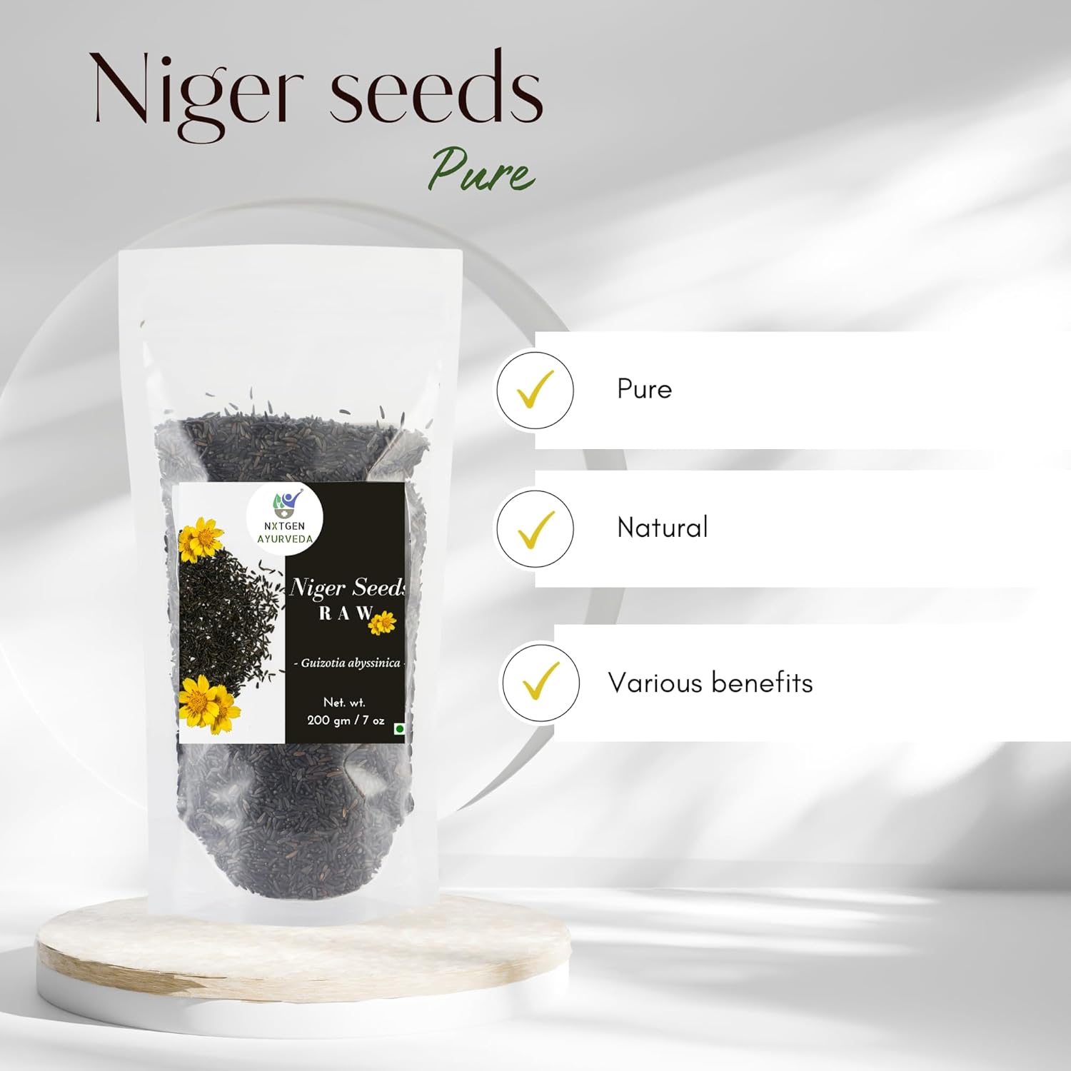 Nxtgen Ayurveda Niger Seeds Raw | Pack of 2 | 200g Each | Ramtil | Guizotia Abyssinica