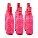 oliveware Premium Plastic Water Bottle, 1L, Set of 6, Pink