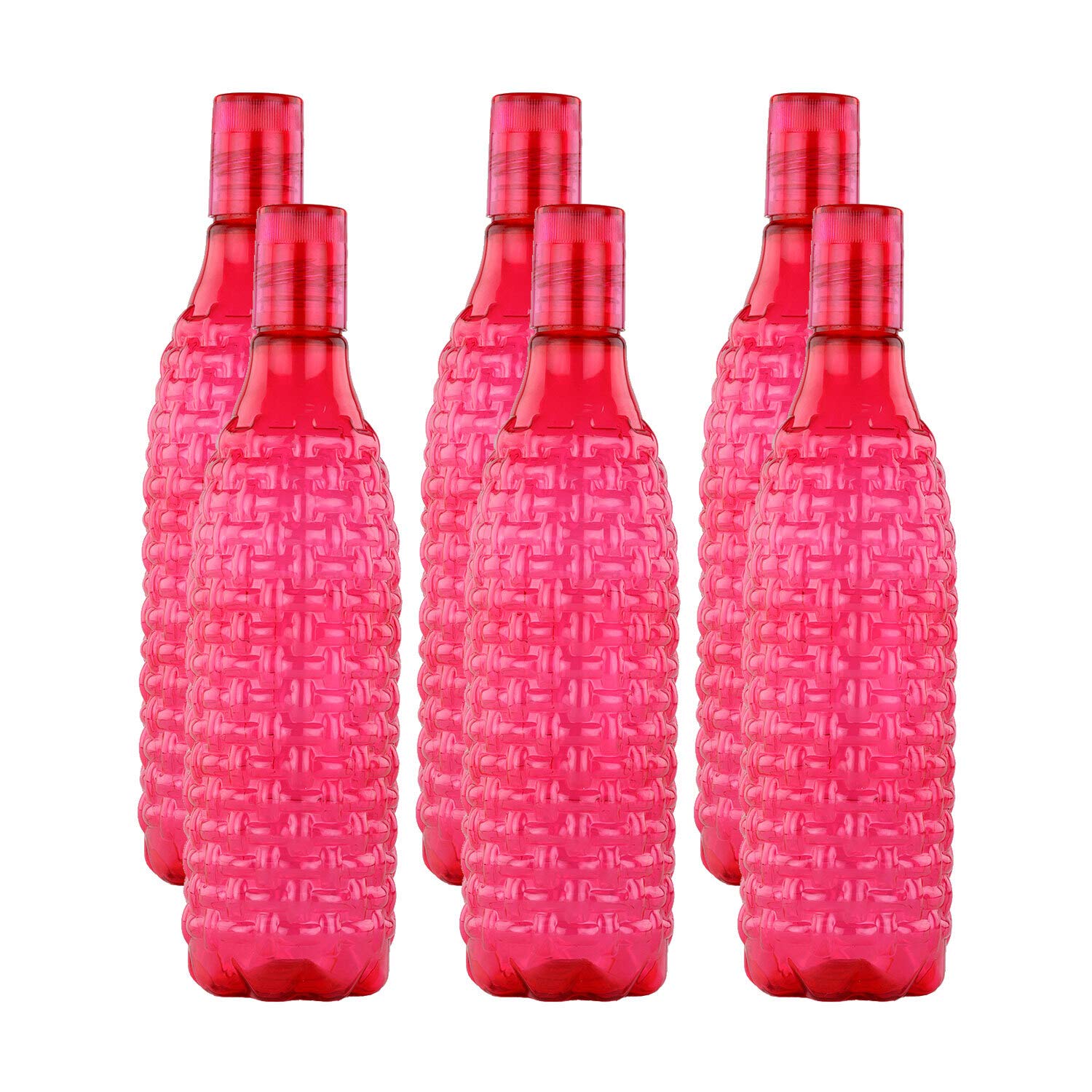 oliveware Premium Plastic Water Bottle, 1L, Set of 6, Pink