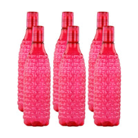 oliveware Premium Plastic Water Bottle, 1L, Set of 6, Pink