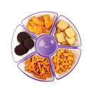 Oliveware Flower Snack Container with 5 Compartments | Storage & Serving Snacks, Dry Fruits, Biscuits, Candy | Hard Plastic | Multi Purpose - Violet
