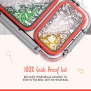 Oliveware Bento Master 2 Lunch Box | with 2 dividers | Steel Spoon | Stainless Steel | Dishwasher & Freezer Safe (Bento 2, Orange)