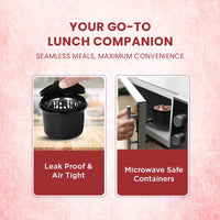 SOPL-OLIVEWARE Hazel Lunch Box, Leak Proof & Microwave Safe, 3 Stainless Steel Containers (450ml, 450ml, 550ml), Insulated Fabric Bag, Full Meal & Easy to Carry (Red)