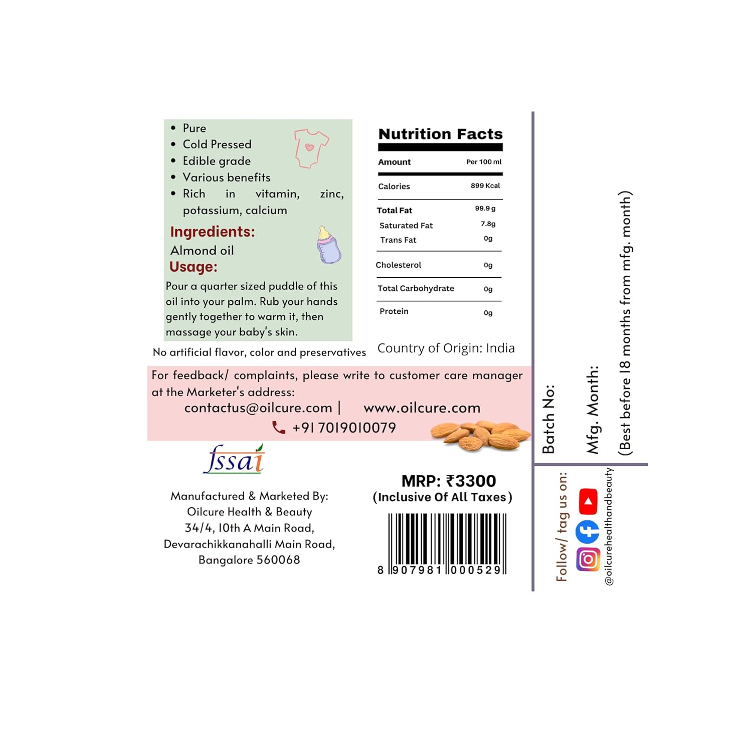 Oilcure Baby Almond Oil