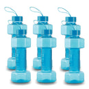 oliveware Plastic Dumbbell Water Bottle With Carry Strap, 750ml, Set of 6, Blue
