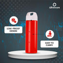 oliveware Hercules Water Bottle, BPA Free & Leak Proof, Durable Plastic, for Home & Office Use, With Easy Grip handle, 750 ml Capacity, Set of 6 (Red)