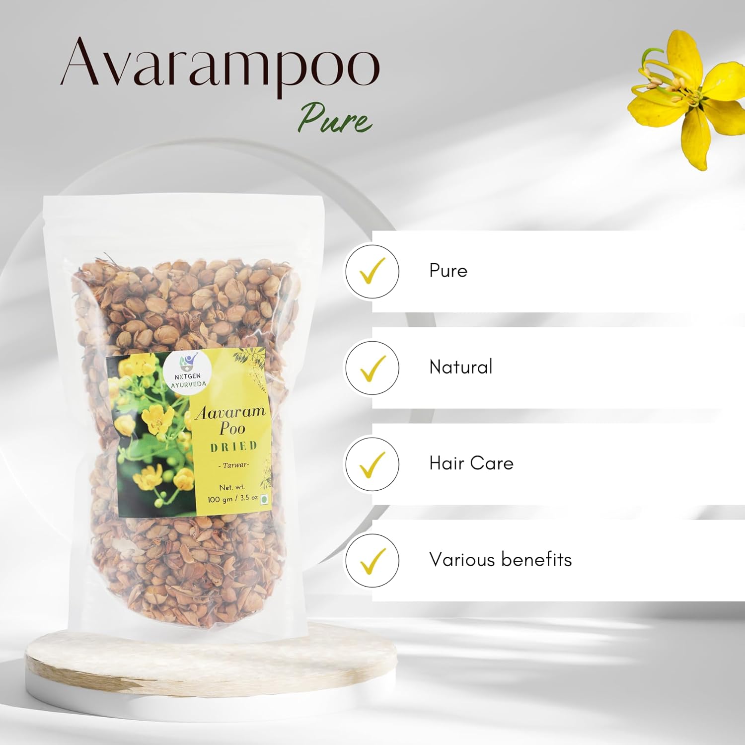 Nxtgen Ayurveda Avarampoo Flower | 100g | Dry | Avaram | Aavartaki | Tarwar