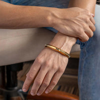 Gold Waheguru Ji Da Khalsa MicroCarved Punjabi Kada Stainless Kada For Everyday Wear | Gloss Finish