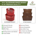 Oliveware Bingo Basket Stackable Storage Organiser With Lids For Clothes & Toys, BPA Free, Set of 2 Big - 5.2L(Maroon)