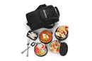 SOPL-OLIVEWARE Executive Lunch Box, 100% Leak Proof, 4 Stainless Steel Containers with BPA Free Lids (2x300ml & 2x600ml), Plastic Pickle Box (130ml), Steel Cutlery, Fabric Bag - Black