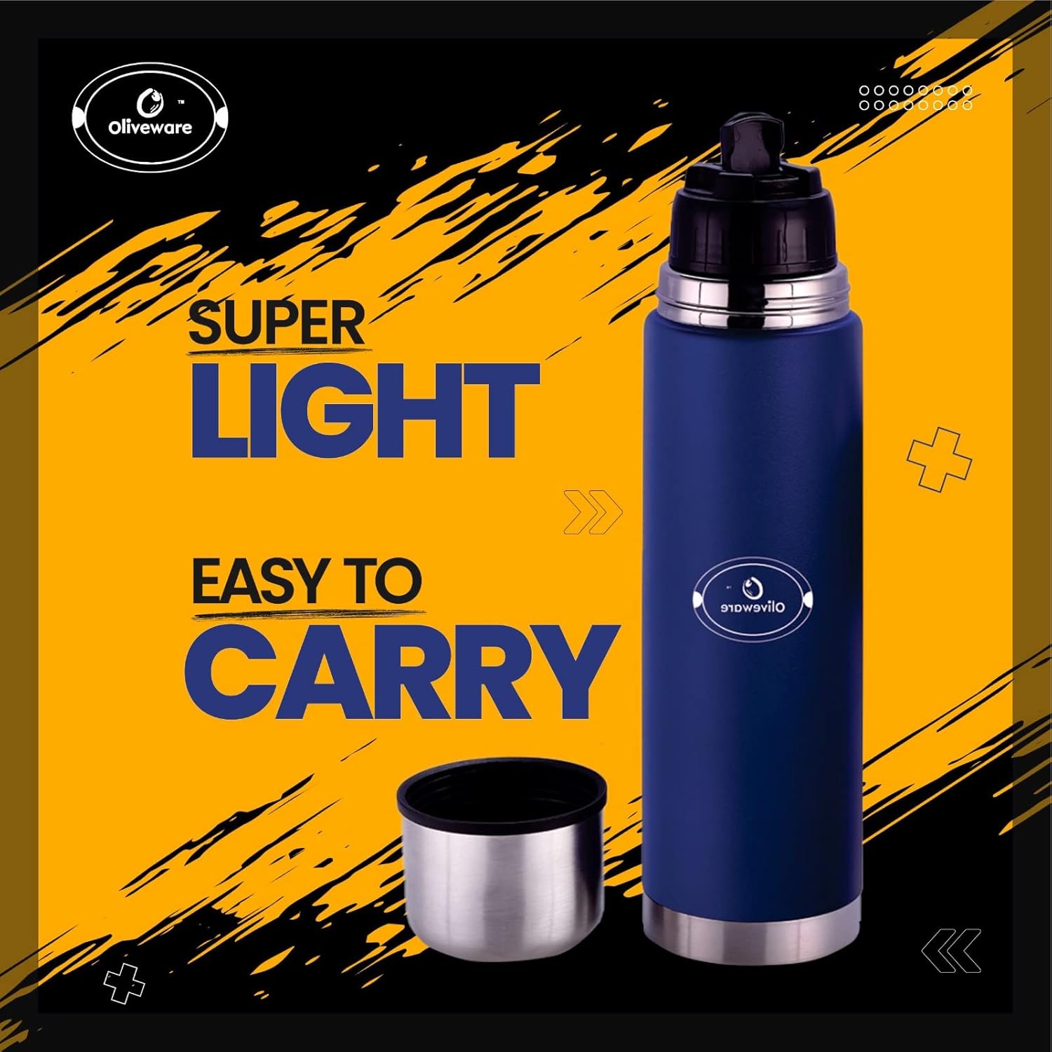 SOPL-OLIVEWARE Era Vacuum Double Wall Bottle, Stainless Steel (1000ml), Hot & Cold, Insulated Bottle, Fit for Indoor & Outdoors - Blue