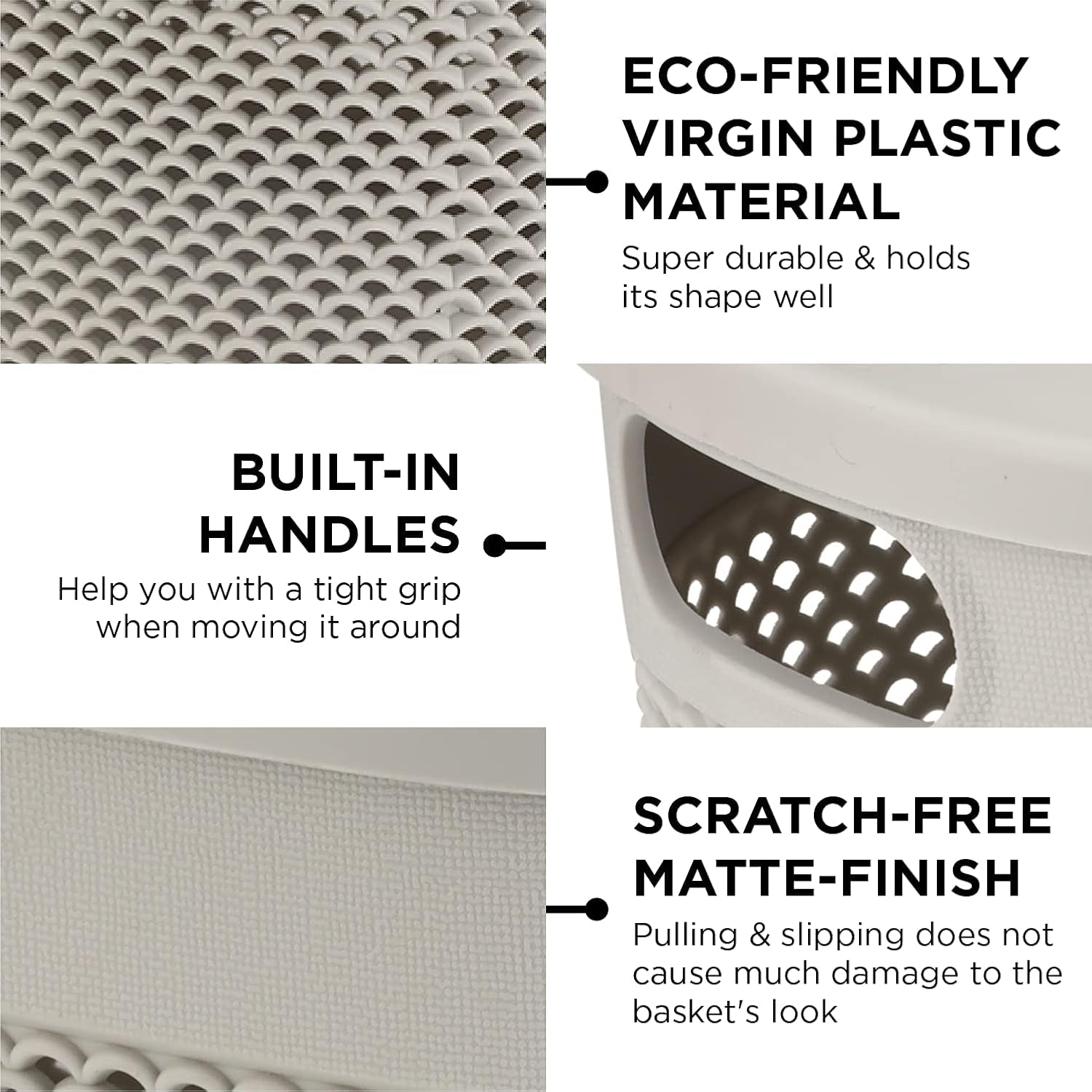 Oliveware Bingo Basket Stackable Storage Organiser With Lids For Clothes & Toys, BPA Free, Set of 2 Small - 3.4L Each (Grey, Plastic)