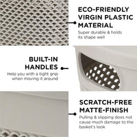 Oliveware Bingo Basket Stackable Storage Organiser With Lids For Clothes & Toys, BPA Free, Set of 2 Small - 3.4L Each (Grey, Plastic)