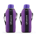 SOPL-OLIVEWARE Jumbo Water Bottle With Washable Carry Sleeve, Shoulder Strap, 2 Litre Bottle, BPA Free & Leak Proof, Fits in Fridge, Pack of 2 - Voilet
