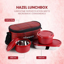 SOPL-OLIVEWARE Hazel Lunch Box, Leak Proof & Microwave Safe, 3 Stainless Steel Containers (450ml, 450ml, 550ml), Insulated Fabric Bag, Full Meal & Easy to Carry (Red)