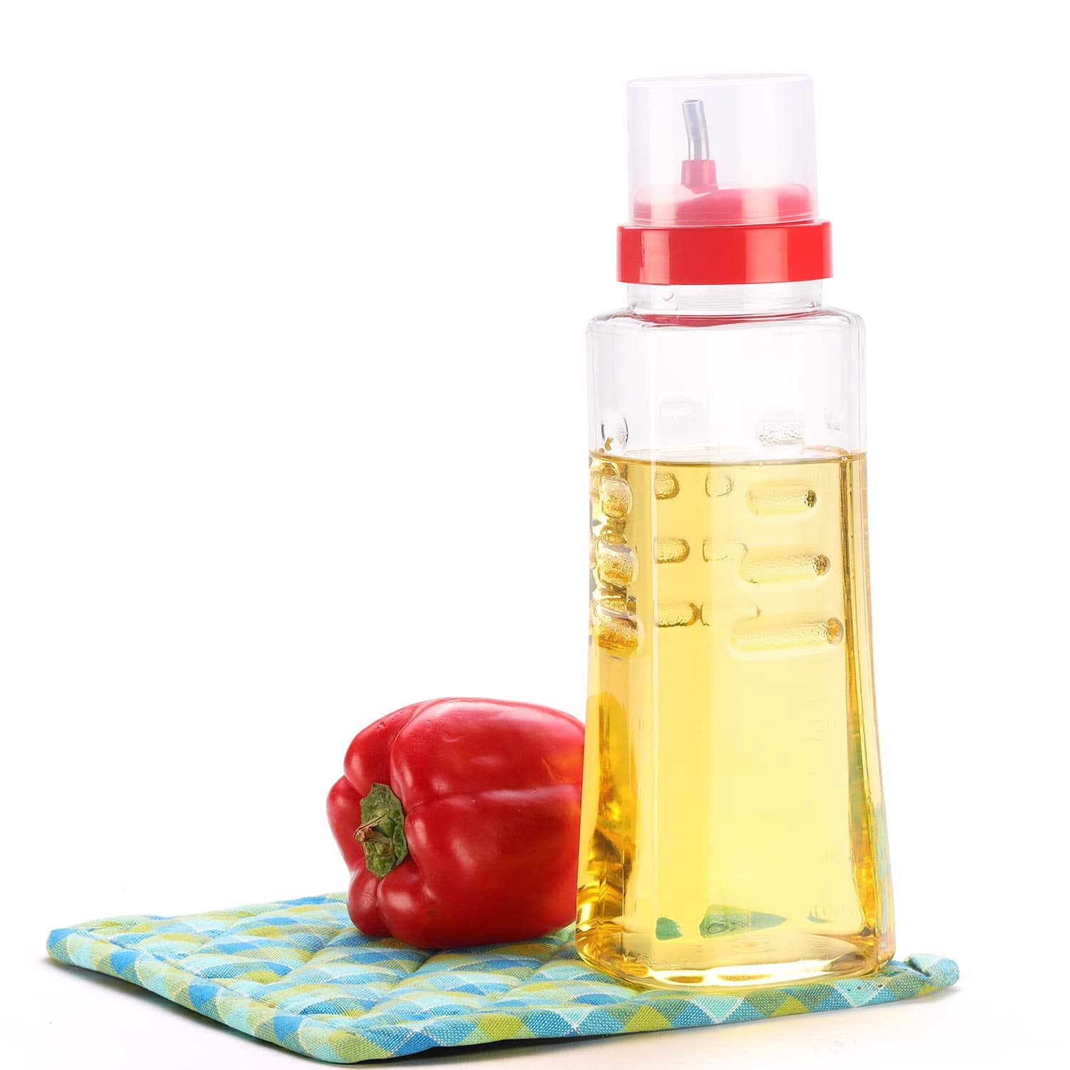 oliveware Oil Dispenser - Cherry | Easy to Pour | Leak-Proof | Oil Container Transparent | 1000 ml Capacity | Anti Skid & No Spill Bottle
