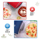 SOPL-OLIVEWARE Spyker Glassware Square Lunchbox, Borosilicate Glass Containers, Microwave Safe & Leak Proof, 3 Containers with BPA Free Lids (320ml) Each - Red