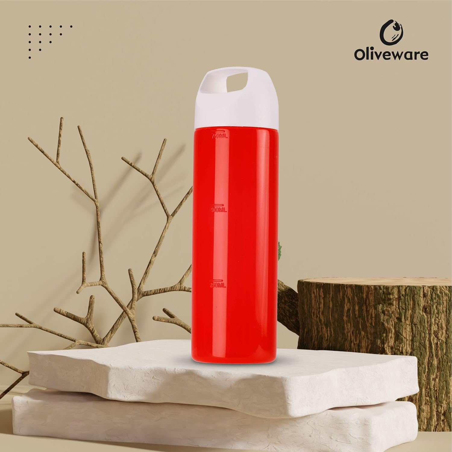 oliveware Hercules Water Bottle, BPA Free & Leak Proof, Durable Plastic, for Home & Office Use, With Easy Grip handle, 750 ml Capacity, Set of 3 (Multi)