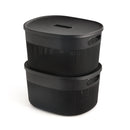 oliveware Bingo Basket BPA Free Stackable Storage Containers with Lids for Clothes & Toys, Set of 2 Big (5.2 L) Each - Black