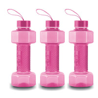 oliveware Plastic Dumbbell Water Bottle With Carry Strap, 750ml, Set of 6, Pink