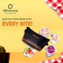 SOPL-OLIVEWARE Musk Glassware Lunchbox with Napkin & Steel Cutlery, Borosilicate Glass & Microwave Proof, Safety Lock Airtight Square Tiffin, 4 Container (2 * 320ml & 2 * 400ml) - Black&Orange