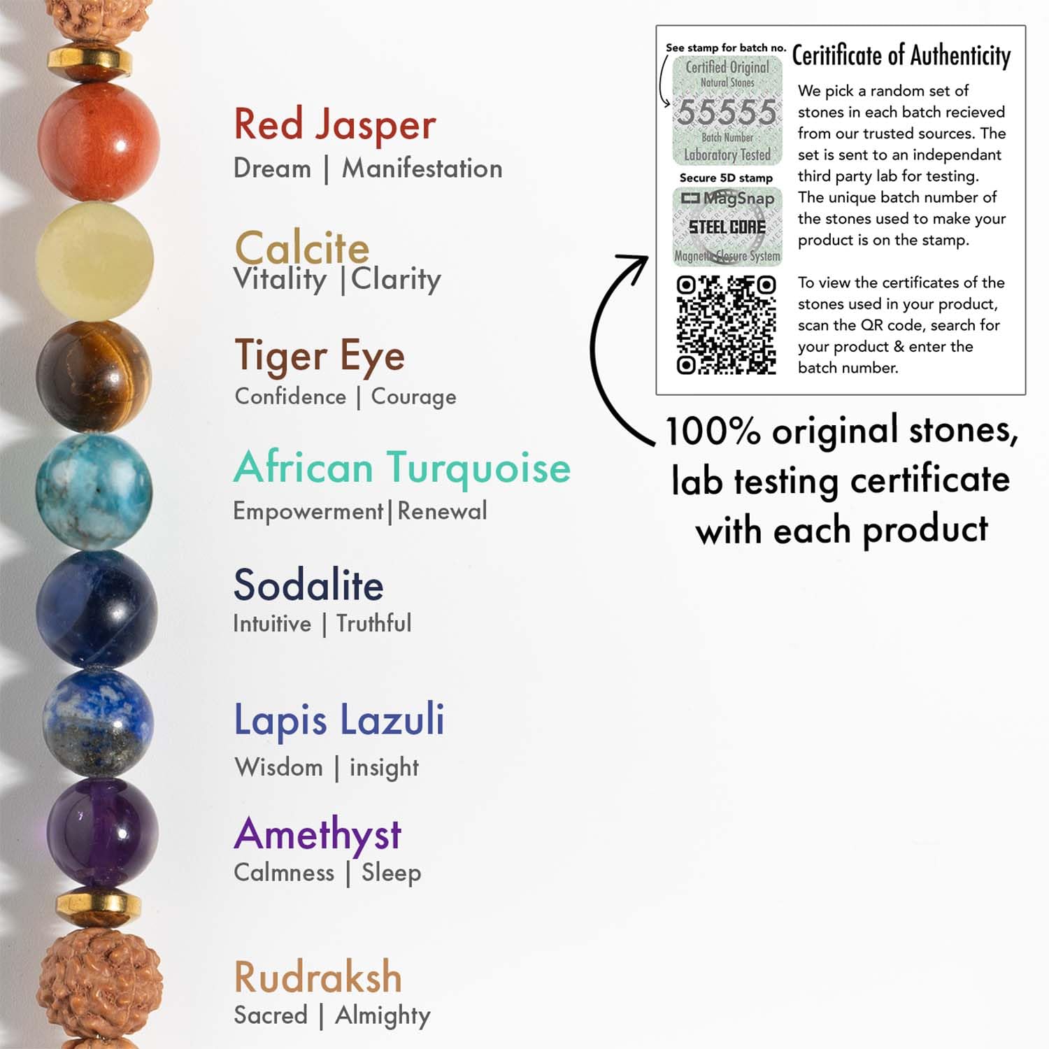 Spiritual Rudraksh 7 Chakra Bracelet for Balance & Protection