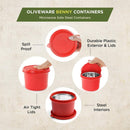 oliveware SOPL (Logo) with Device Benny Containers with BPA Free Airtight Lid, Inside Steel Container, Microwave Safe & Leak Proof, Home & Office Use, Set of 2 (450ml) - Red