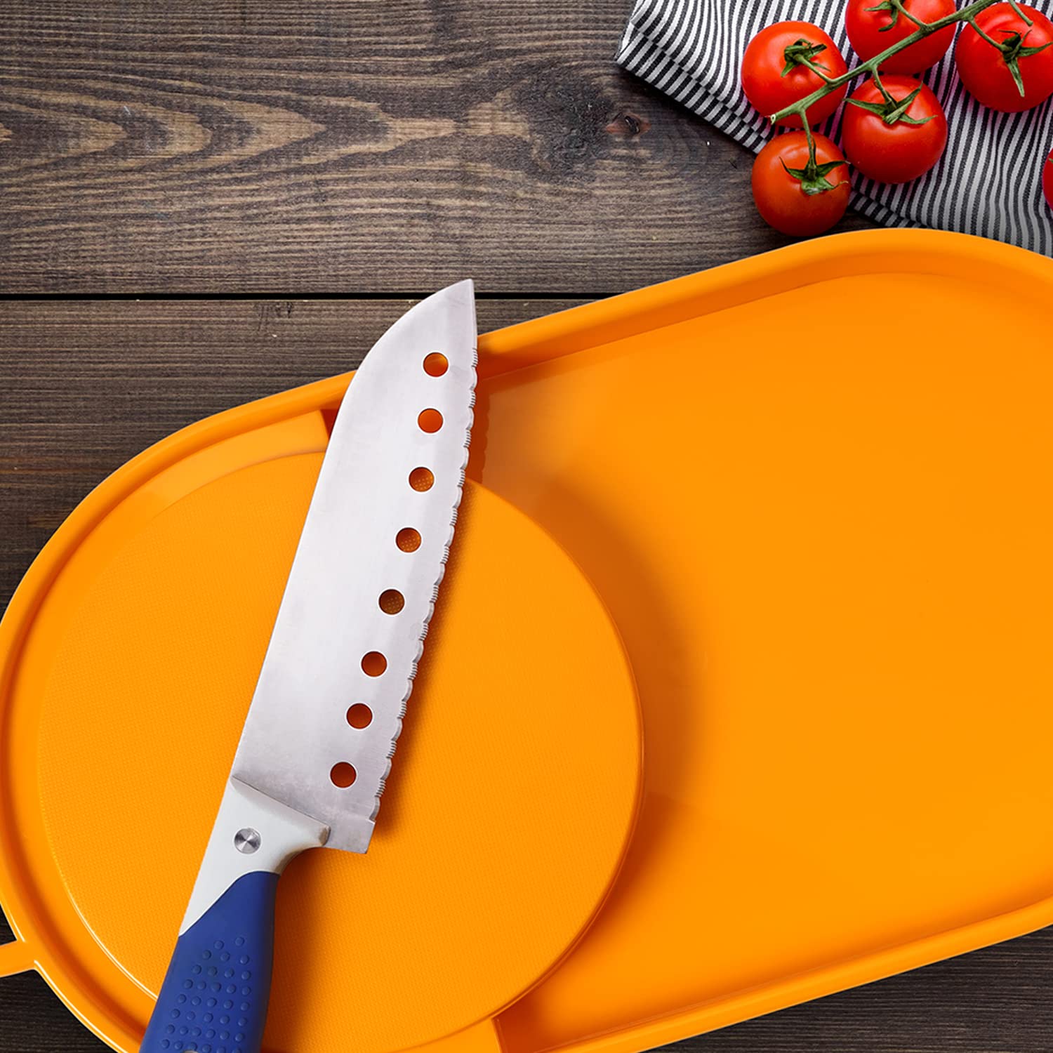 Oliveware Clap Chopping Board with Tray, BPA Free, for Meats, Salads & Fruits, Easy to Use & Clean - (Yellow)