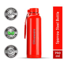 Oliveware Aura Insulated Stainless Steel Bottle - Red | Keep Hot & Cold for Long Hours | Fits Bags & Fridge | Strap for Easy Carry - 690ml