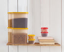 Oliveware Modular Storage Containers, BPA Free, For Pulses, Rice, Dal, Atta & Flour, Set of 6 (4x1800ml, 2x180ml) - Yellow