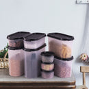 SOPL-OLIVEWARE Modular Storage Containers, BPA Free, For Pulses, Dal, Atta & Flour, Set of 9 (2x1800ml, 2x1200ml, 2x600ml, 3x180ml) - Black