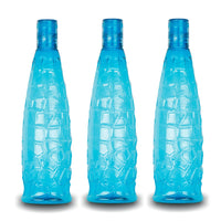 oliveware Stunning Range Premium PET Water Bottle With Better Grip, BPA Free & 100% Leak Proof, 1 Litre Bottle, For Home & Office Use, Pack of 3 - Blue