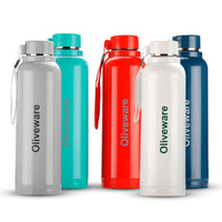 Oliveware Aura Insulated Stainless Steel Bottle - Red | Keep Hot & Cold for Long Hours | Fits Bags & Fridge | Strap for Easy Carry - 690ml