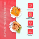 SOPL-OLIVEWARE Freshco Glassware Lunchbox, Borosilicate Glass & Microwave Proof, Safety Lock Airtight Lid, 2 Container with Steel Spoon (320ml) Each - Red