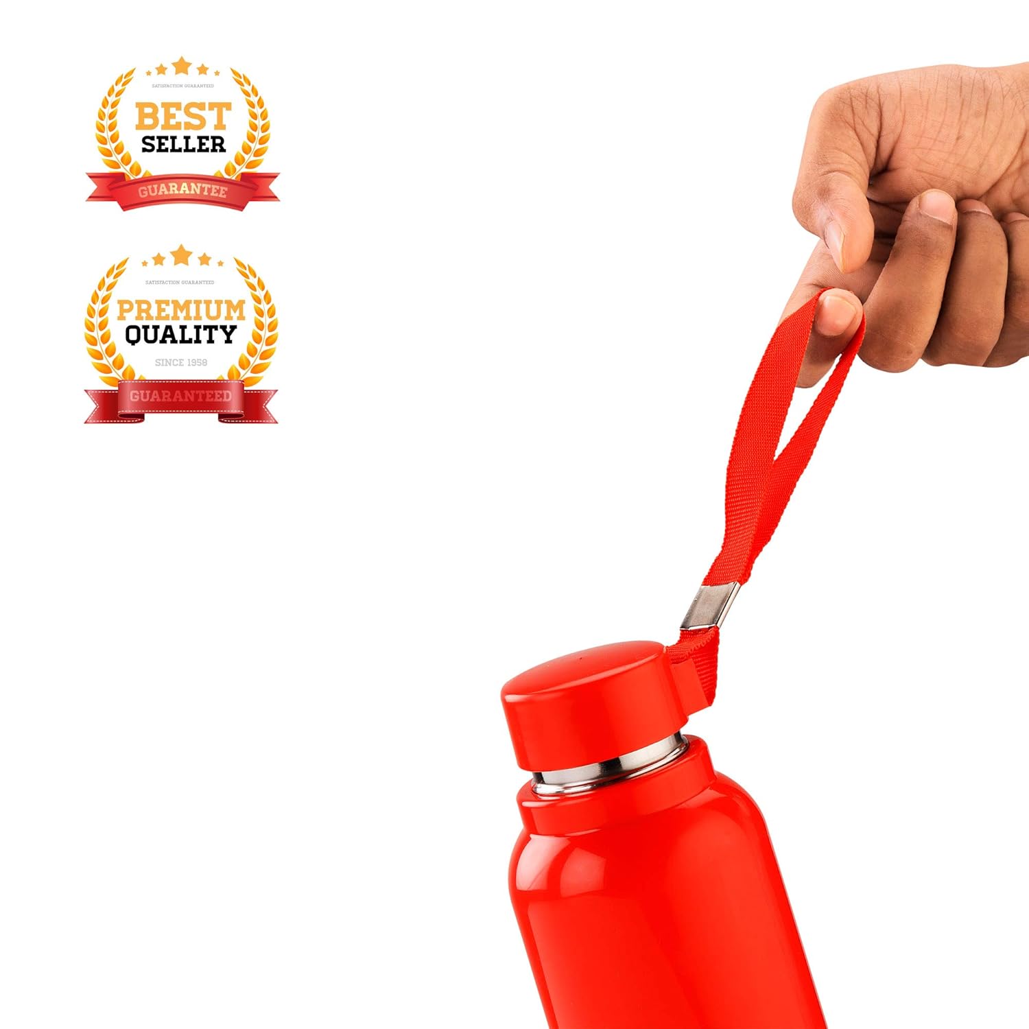 Oliveware Aura Insulated Steel Bottle | Pack of 2 - Blue & Red | Keep Hot & Cold for Long Hours | Fits Bags & Fridge | Strap for Easy Carry - 690ml