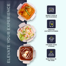 SOPL-OLIVEWARE Spyker Glassware Square Lunchbox, Borosilicate Glass Containers, Microwave Safe & Leak Proof, 3 Containers with BPA Free Lids (320ml) Each - Blue