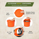 oliveware Benny Microwave Containers with BPA Free Airtight Lid, Stainless Steel Container, Leak Proof, Home & Office Use, Set of 2 (600ml) - Orange