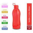 Oliveware Premium Plastic Water Bottle, 1000ML, 2L, Set of 2, Blue And Red Mix