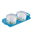 oliveware Blossom Dry Fruit Container Tray with Airtight Lid, BPA Free, For Snacks & Dry Fruits, 2 Containers (350ml) each - Blue